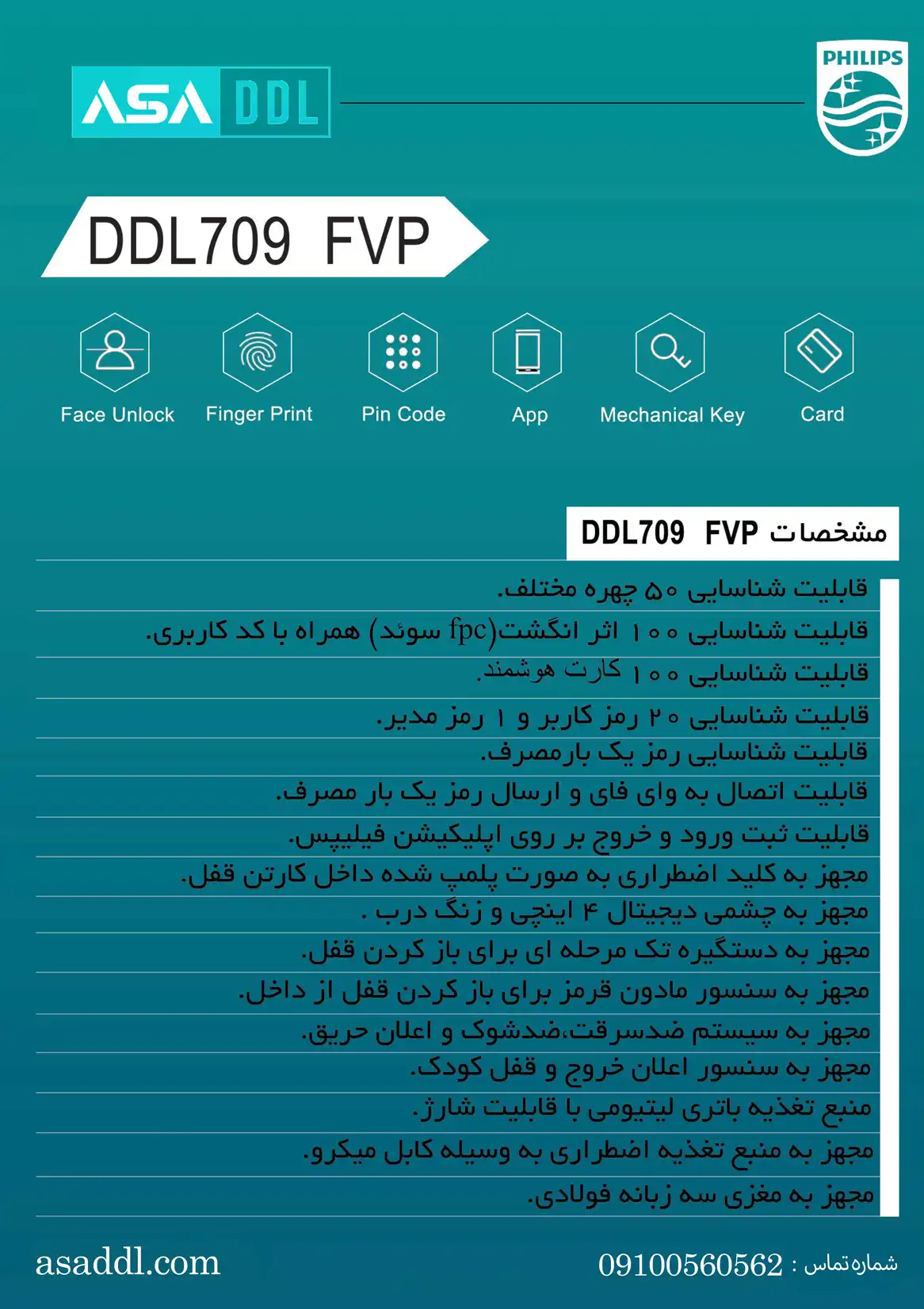 کاتالوگ قفل هوشمند تشخیص چهره فیلیپس DDL709 FVP