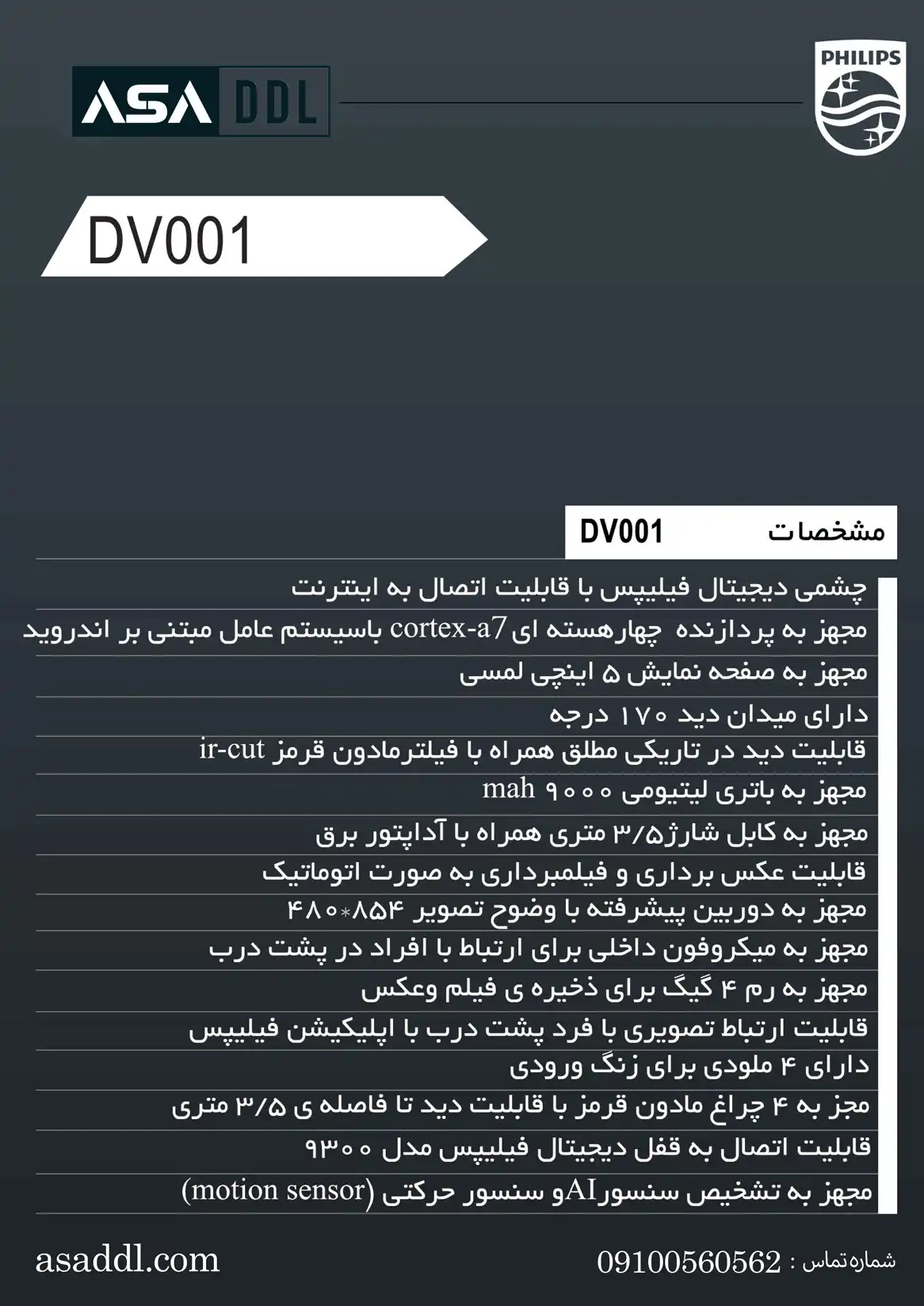 کاتالوگ چشمی دیجیتال فیلیپس DV001