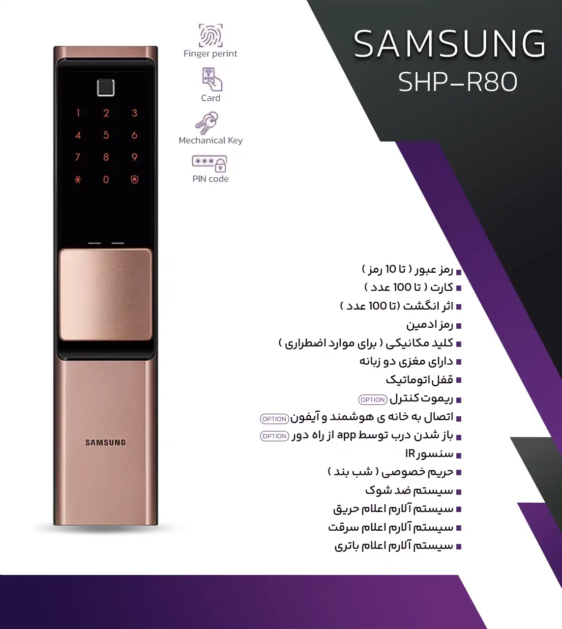 کاتالوگ قفل دیجیتال سامسونگ SHP-R80